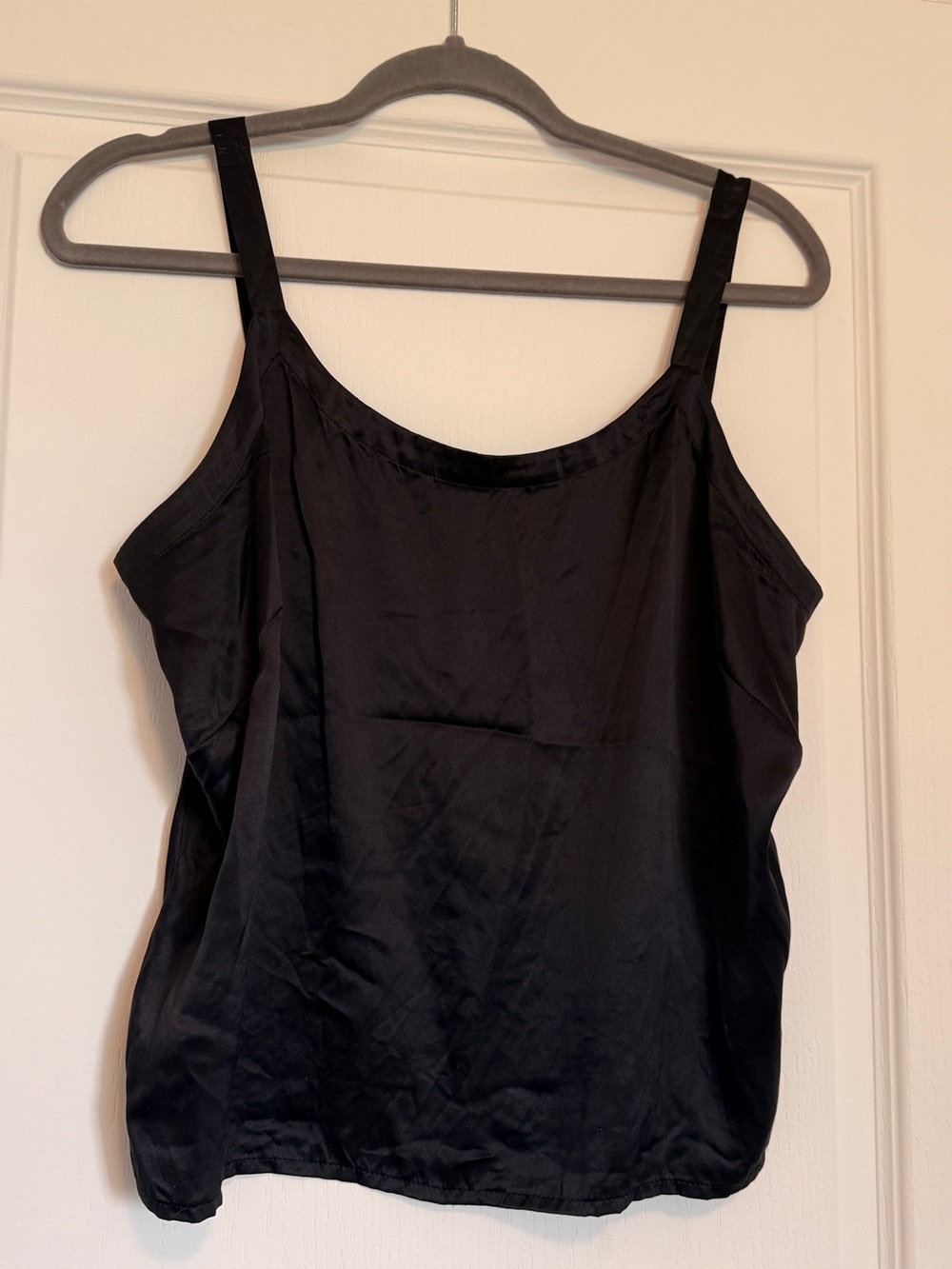 100% Silk Classic Black Satin Cami Top